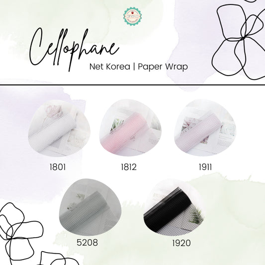 AnekaBenang - [ Lembaran ] Kertas Cellophane Buket Bunga [ Net Korea ] Flower Wrapping Paper Celophane