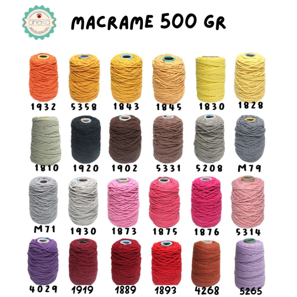 KATALOG - Benang Tali katun / tali macrame makrame warna warni 500 gr / 4mm