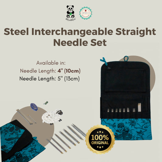 HiyaHiya - Alat Rajut Knitting Steel Interchangeable Straight Needle Set