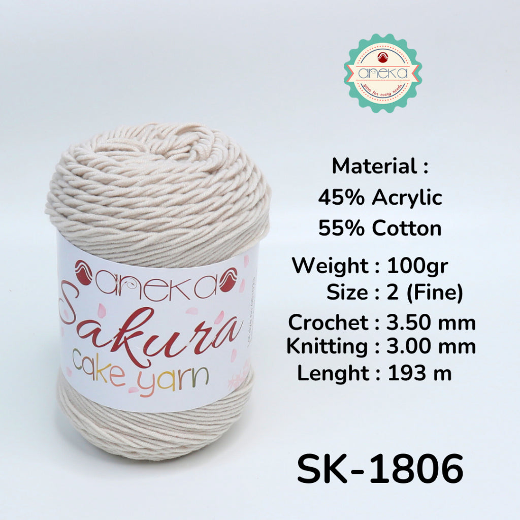 KATALOG - Benang Rajut Sakura Cake Polos Katun Akrilik / Crochet Knitting Cotton Acrylic Yarn