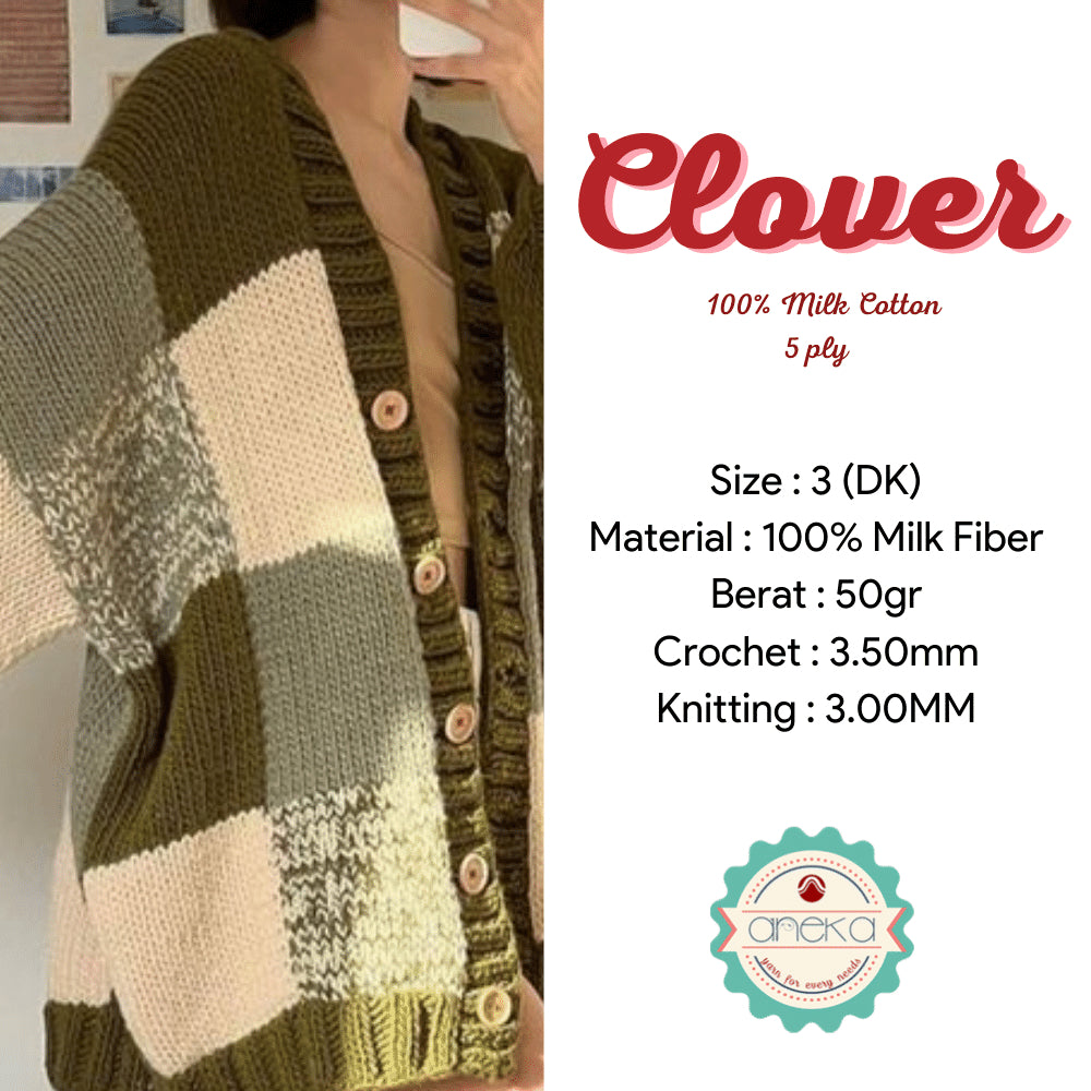 KATALOG - Benang Rajut Clover Katun Susu 5 PLY / 100% Milk Fiber Crochet Knitting Yarn Part 2