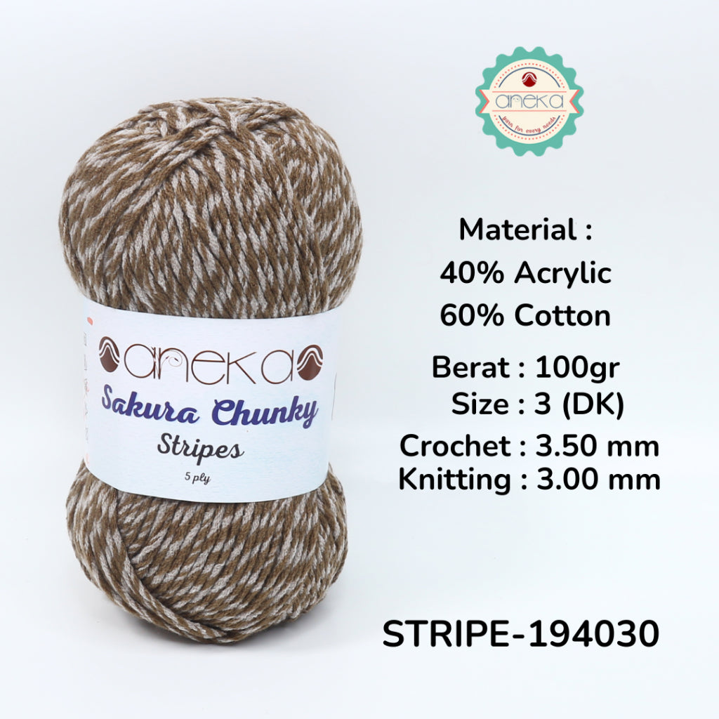KATALOG - Benang Rajut Sakura Chunky Stripes / Acrylic Cotton Crochet Knitting Yarn / Katun Akrilik