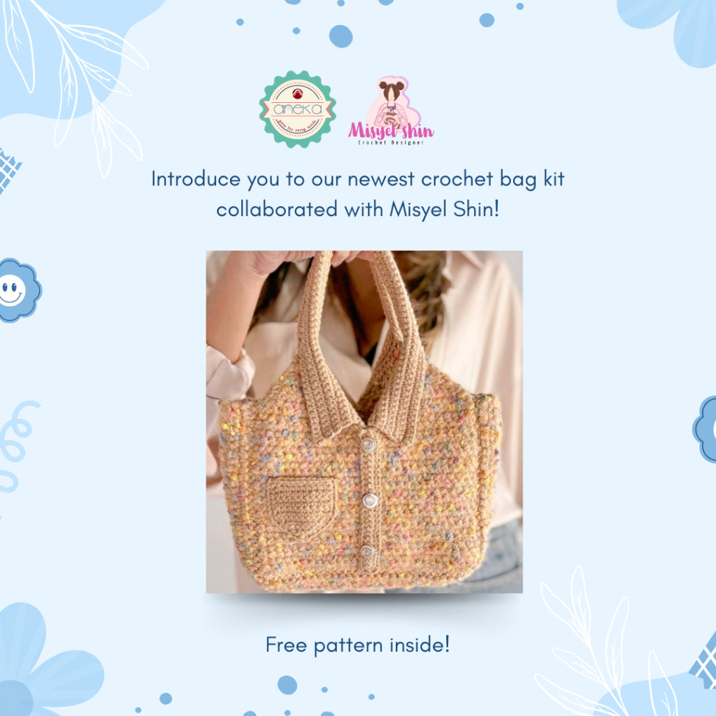 Aneka Benang x Misyel Shin - DIY Shirt Kemeja Bag Starter KIT / Paket Merajut Pemula Lengkap Mohair & Sakura Chunky / Hampers DIY Tas Rajut