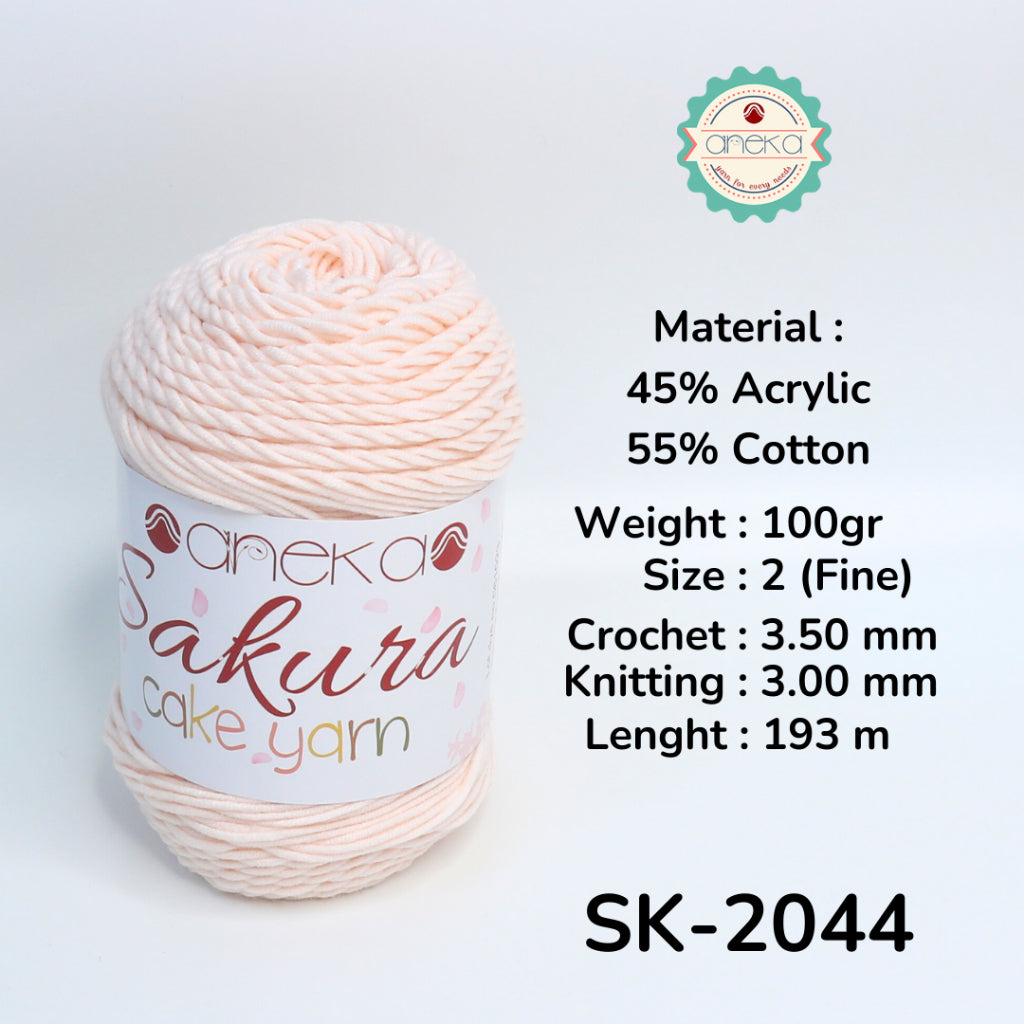 KATALOG - Benang Rajut Sakura Cake Polos Katun Akrilik / Crochet Knitting Cotton Acrylic Yarn