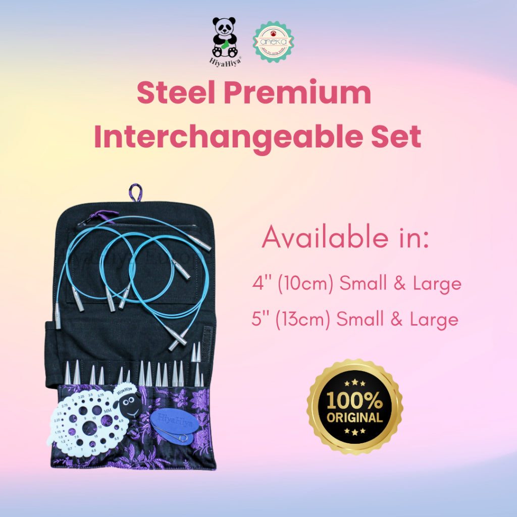 HIYAHIYA - Alat Rajut Knitting Jarum Steel Premium Interchangeable SET