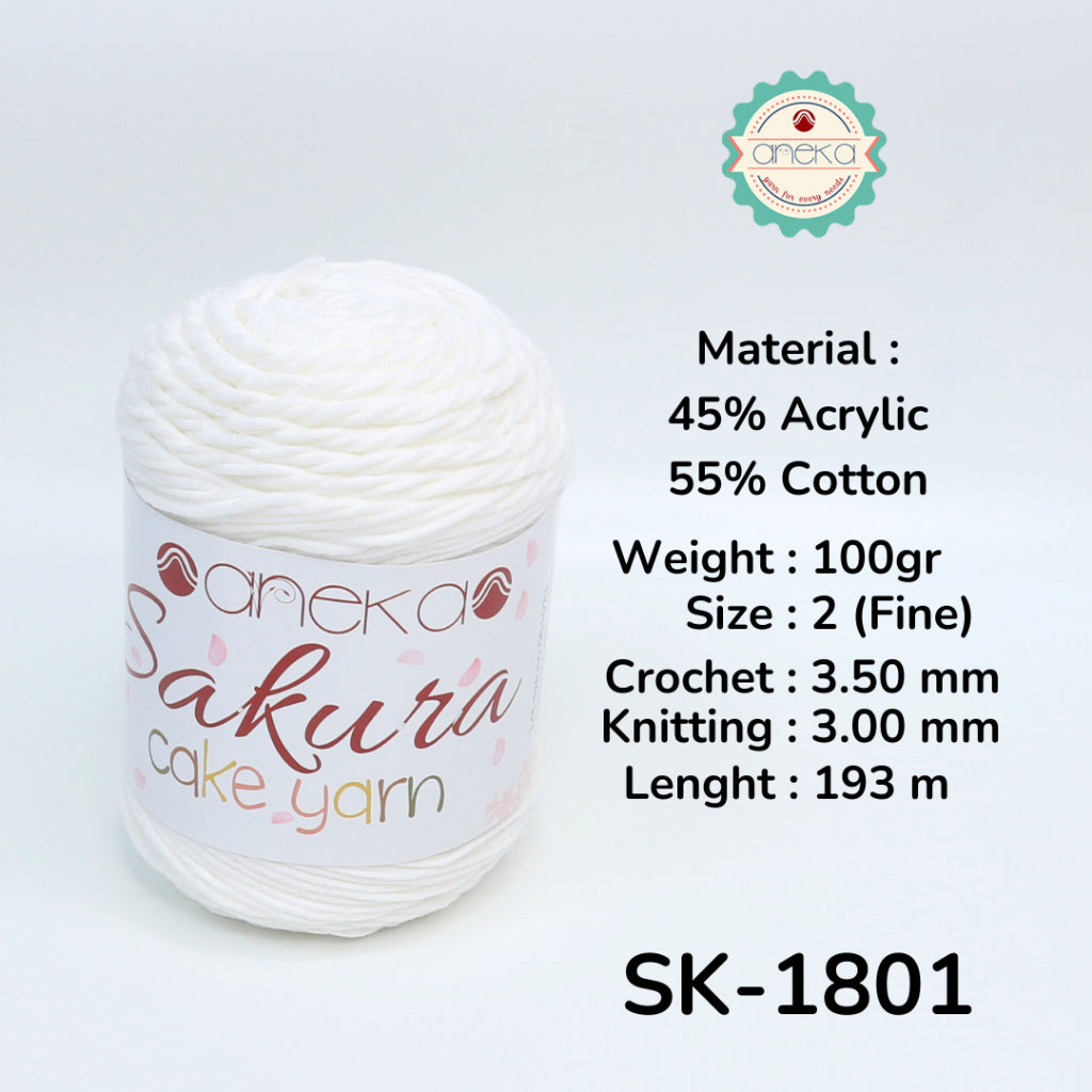 KATALOG - Benang Rajut Sakura Cake Polos Katun Akrilik / Crochet Knitting Cotton Acrylic Yarn