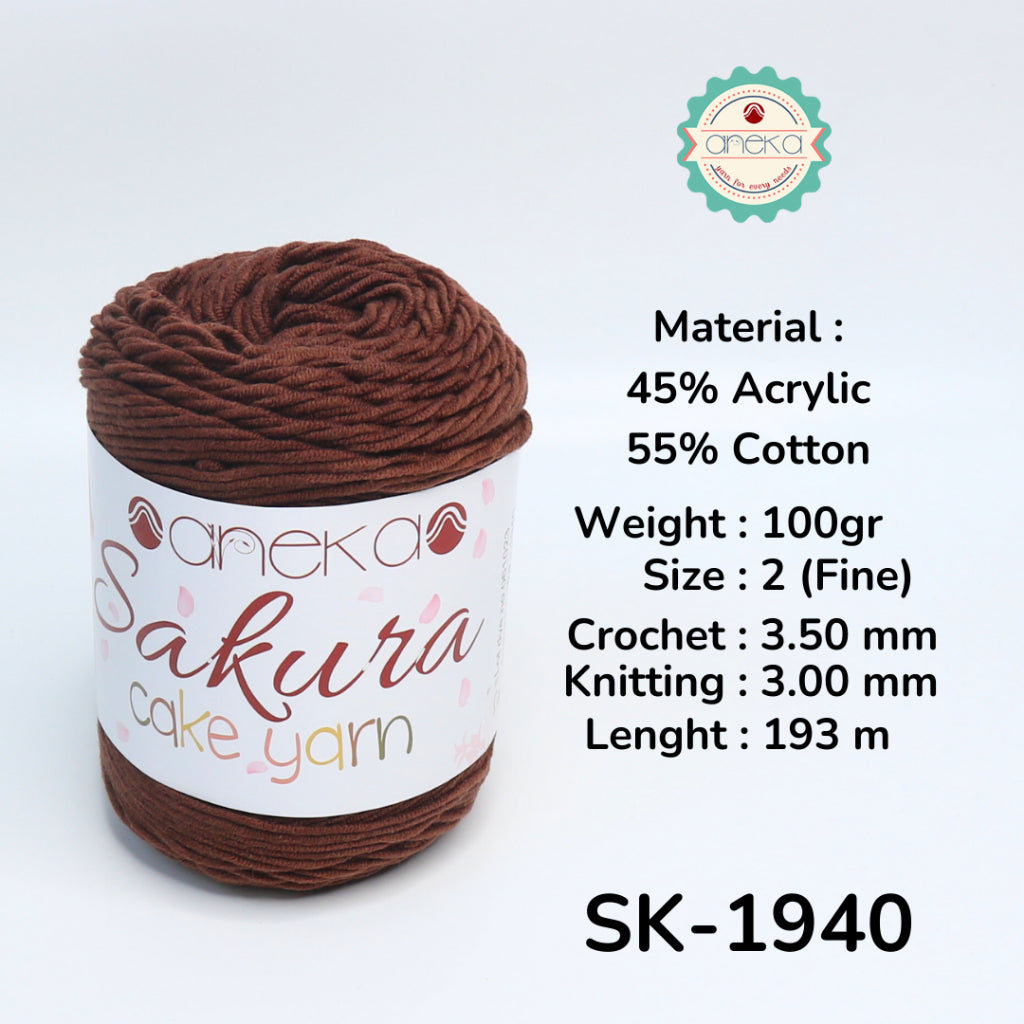 KATALOG - Benang Rajut Sakura Cake Polos Katun Akrilik / Crochet Knitting Cotton Acrylic Yarn