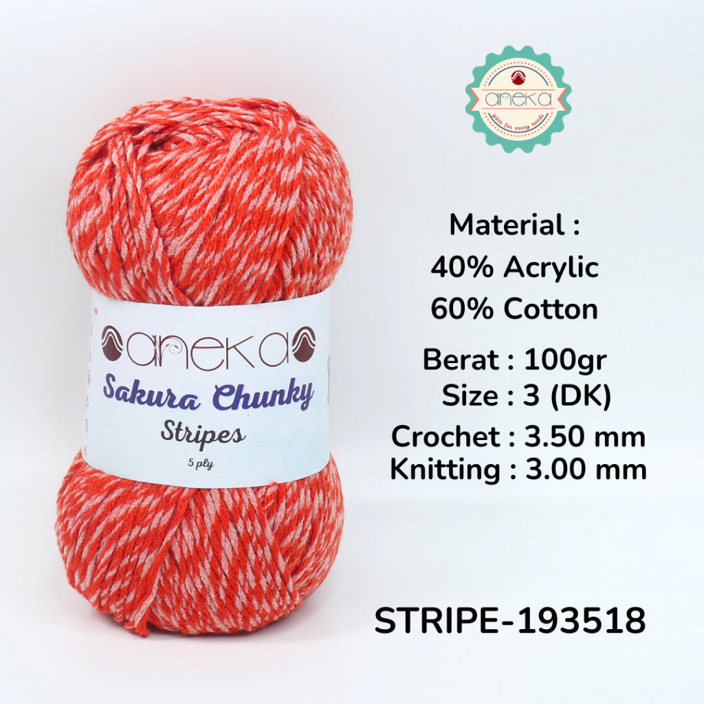 KATALOG - Benang Rajut Sakura Chunky Stripes / Acrylic Cotton Crochet Knitting Yarn / Katun Akrilik