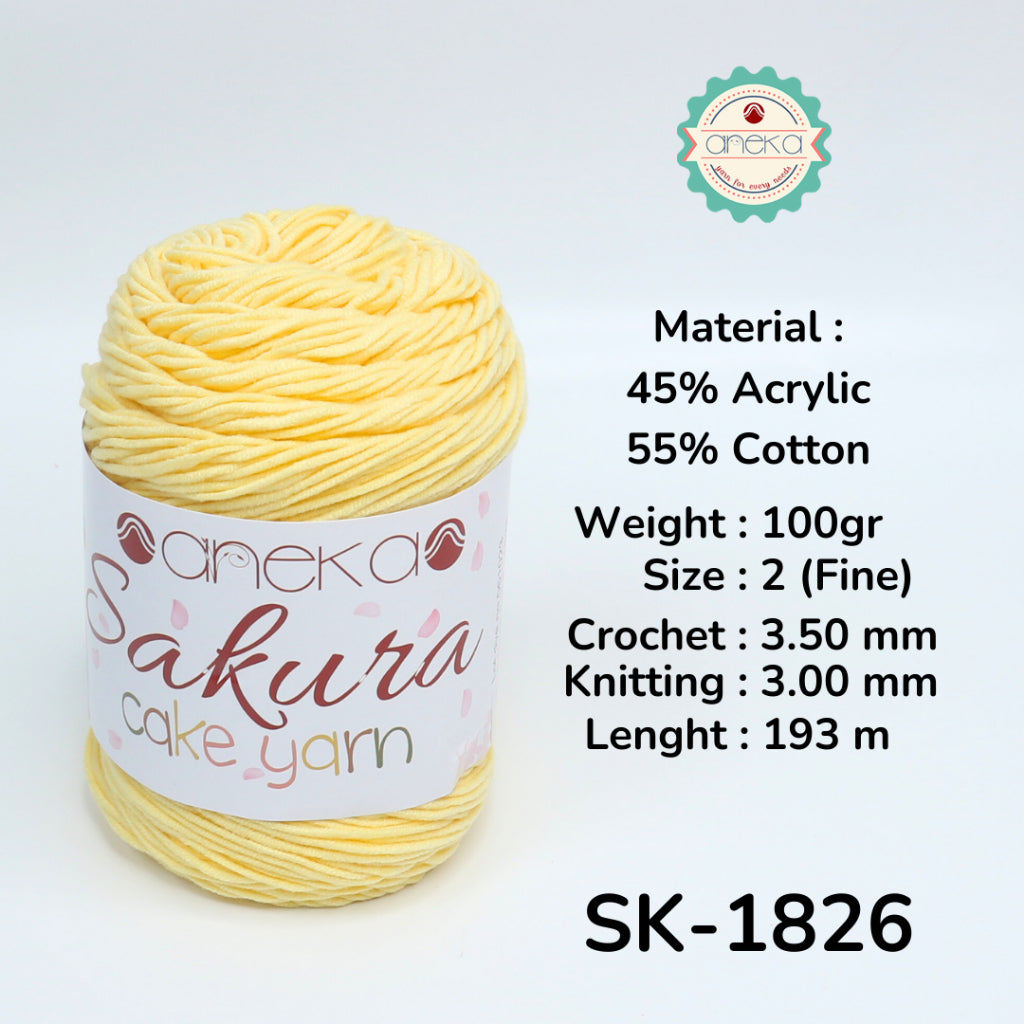 KATALOG - Benang Rajut Sakura Cake Polos Katun Akrilik / Crochet Knitting Cotton Acrylic Yarn