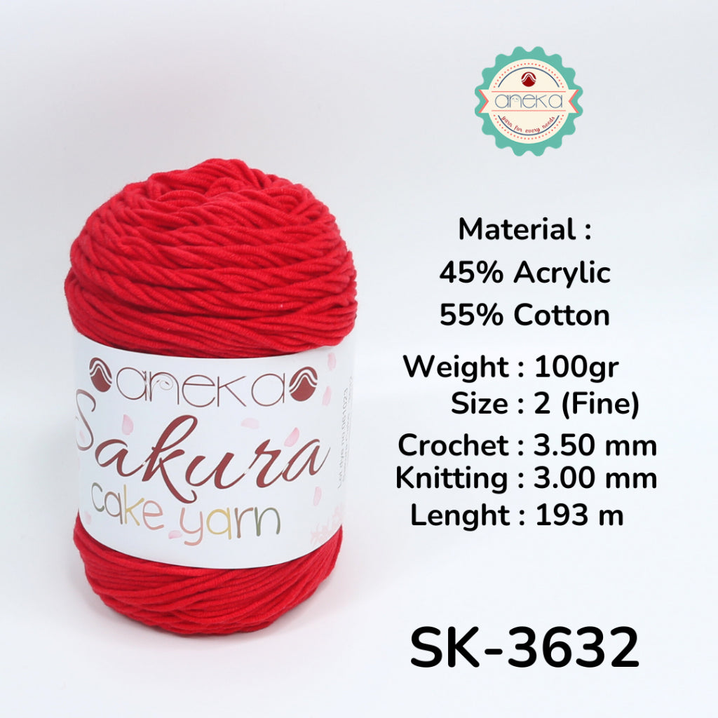 KATALOG - Benang Rajut Sakura Cake Polos Katun Akrilik / Crochet Knitting Cotton Acrylic Yarn