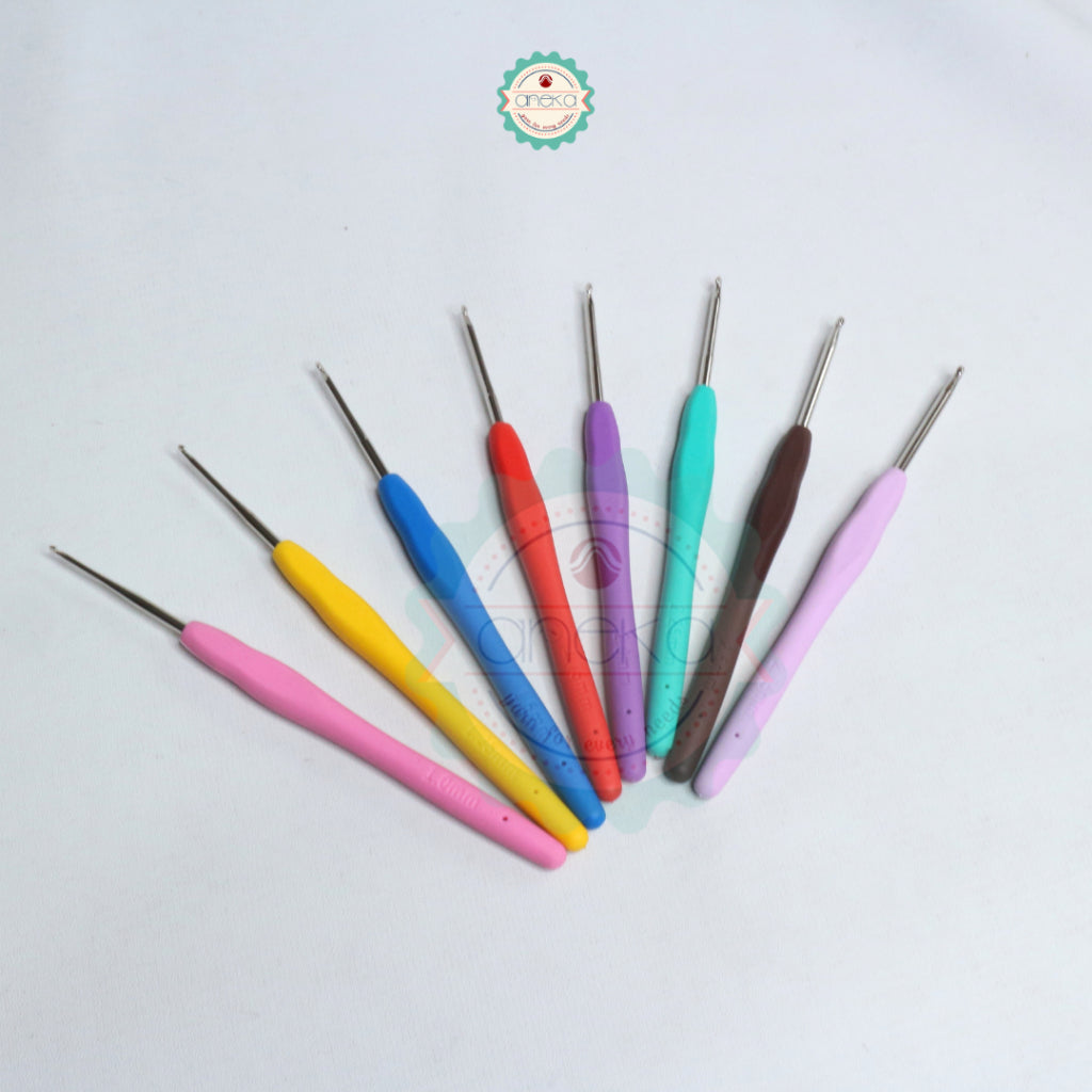ANEKA - Hakpen Soft Candy Lace Kecil Alumunium Gagang Plastik - PCS (Alu Crochet Hook Handle)