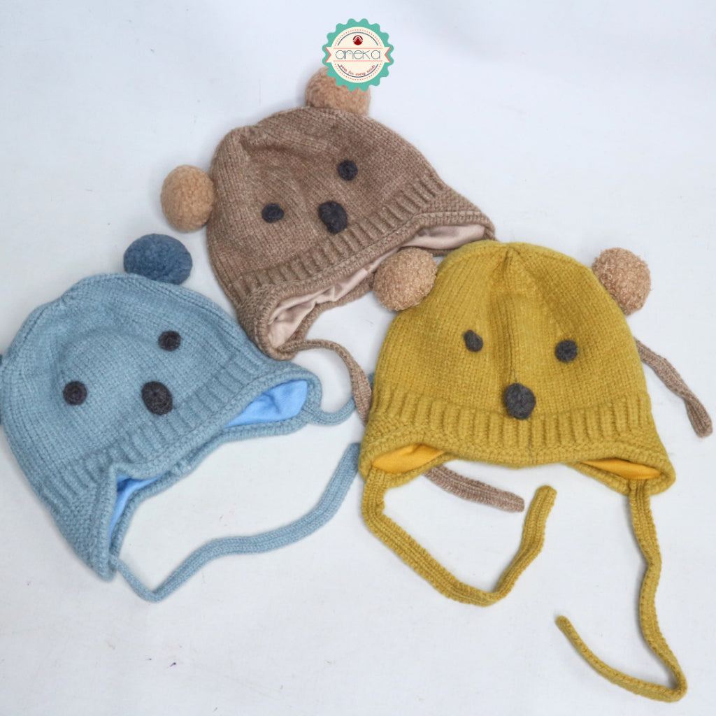 ANEKA - Topi Kupluk Rajut / Kupluk Rajut Anak Beruang / Bear Knit Hat Musim Dingin