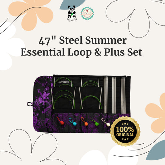 HiyaHiya - Alat Rajut Knitting 47" Steel Summer Essential Loop & Plus Set