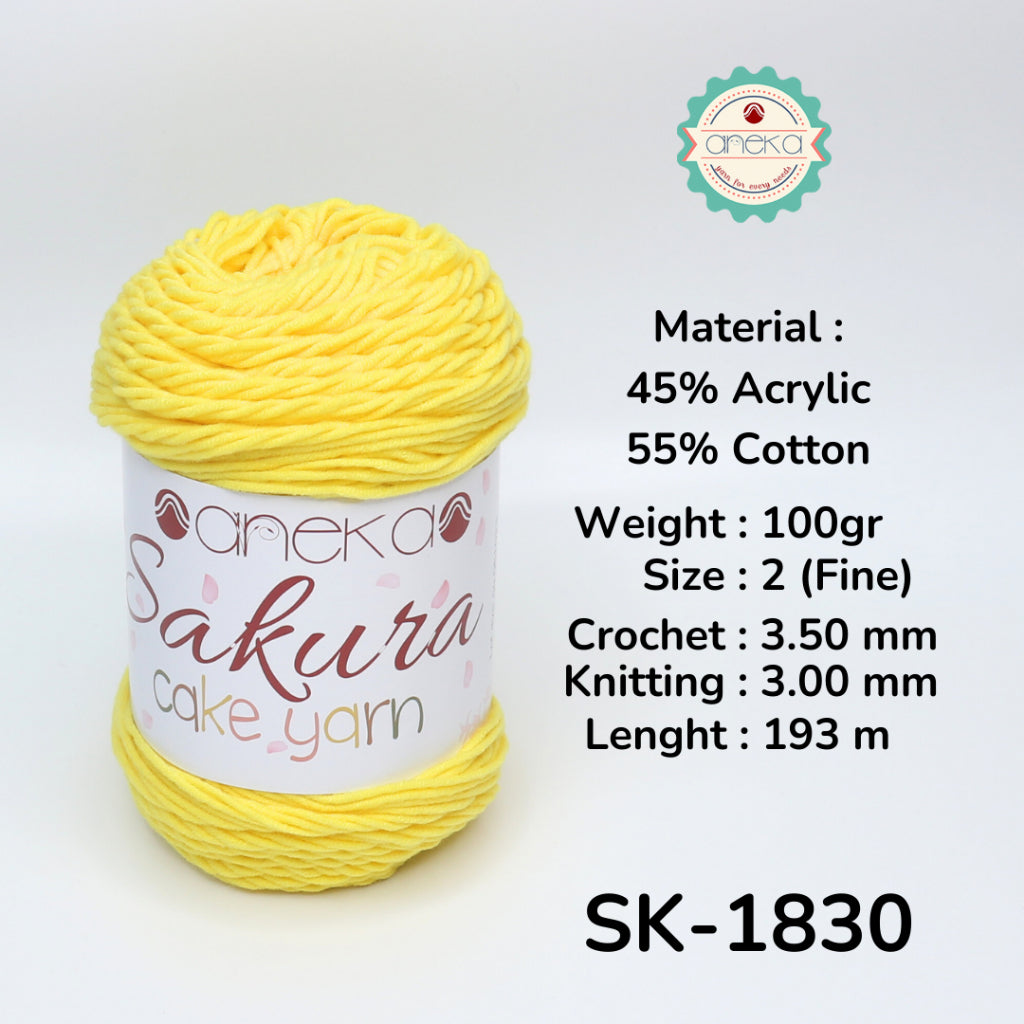 KATALOG - Benang Rajut Sakura Cake Polos Katun Akrilik / Crochet Knitting Cotton Acrylic Yarn