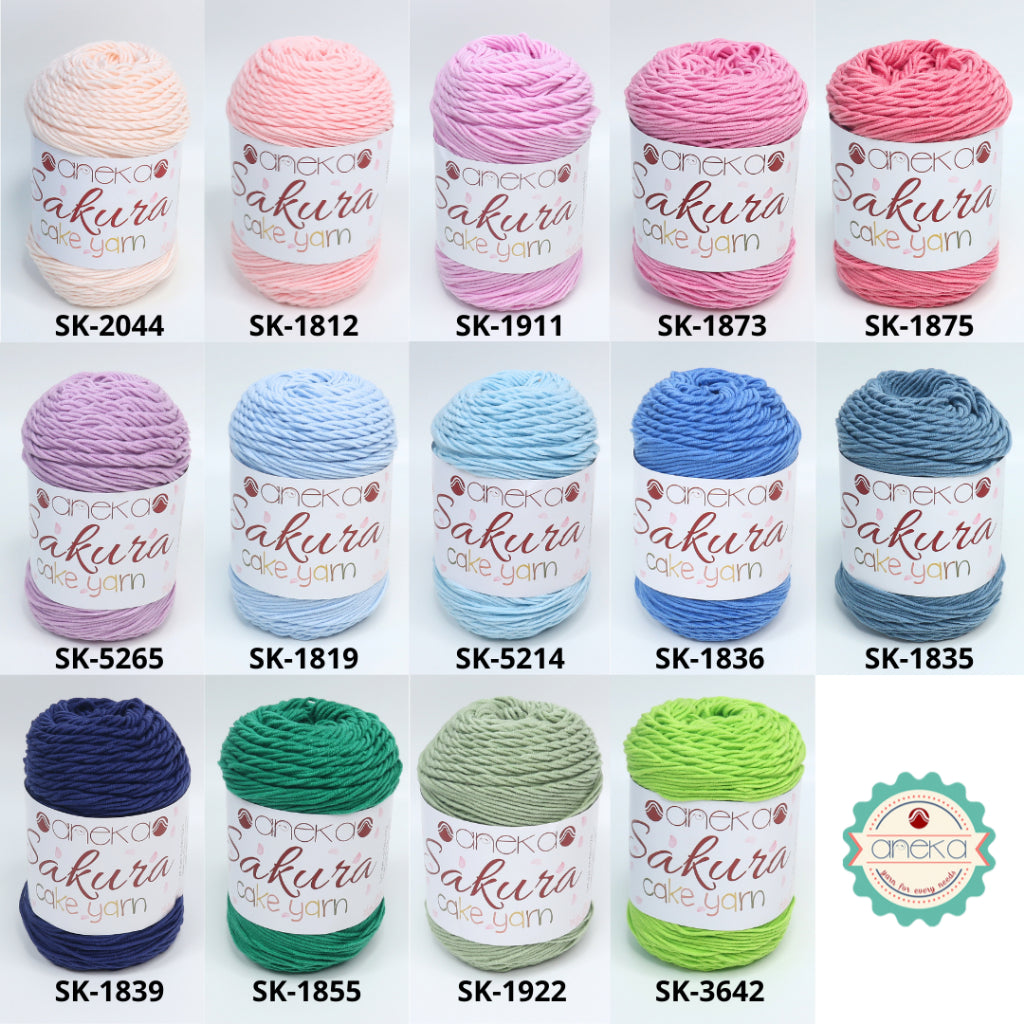 KATALOG - Benang Rajut Sakura Cake Polos Katun Akrilik / Crochet Knitting Cotton Acrylic Yarn