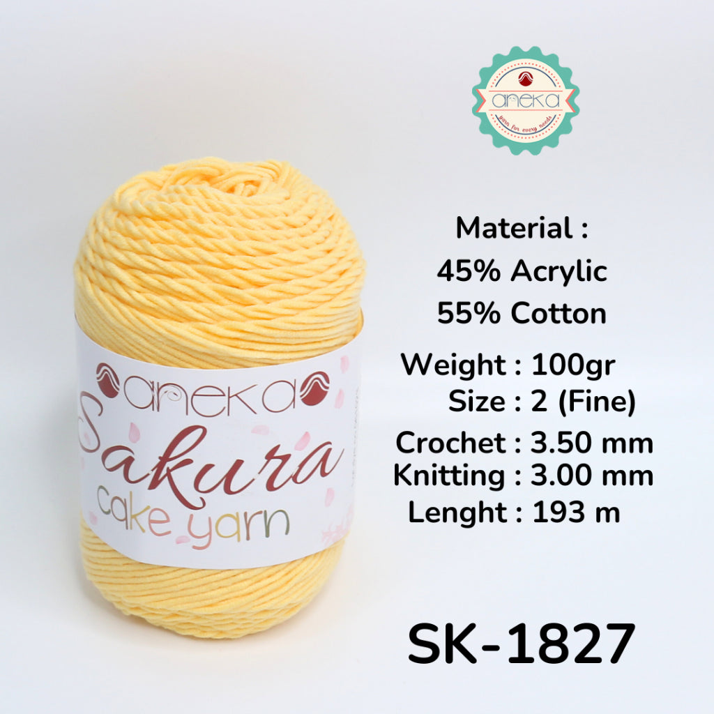 KATALOG - Benang Rajut Sakura Cake Polos Katun Akrilik / Crochet Knitting Cotton Acrylic Yarn
