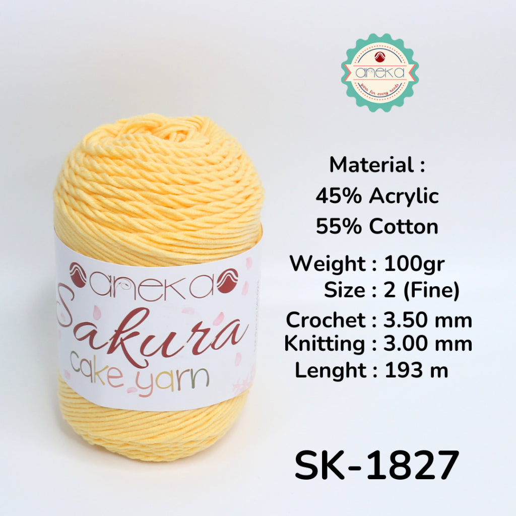 KATALOG - Benang Rajut Sakura Cake Polos Katun Akrilik / Crochet Knitting Cotton Acrylic Yarn