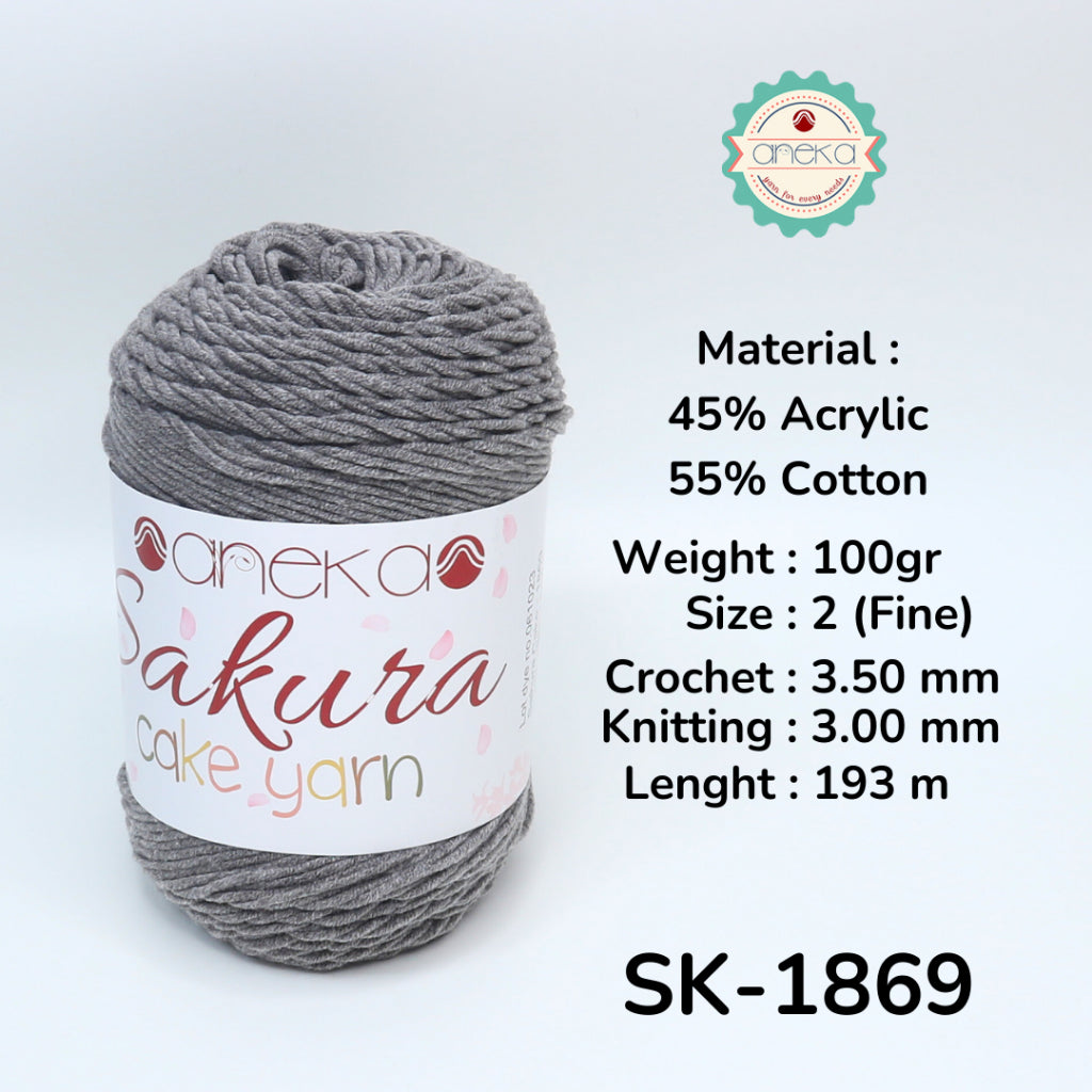 KATALOG - Benang Rajut Sakura Cake Polos Katun Akrilik / Crochet Knitting Cotton Acrylic Yarn