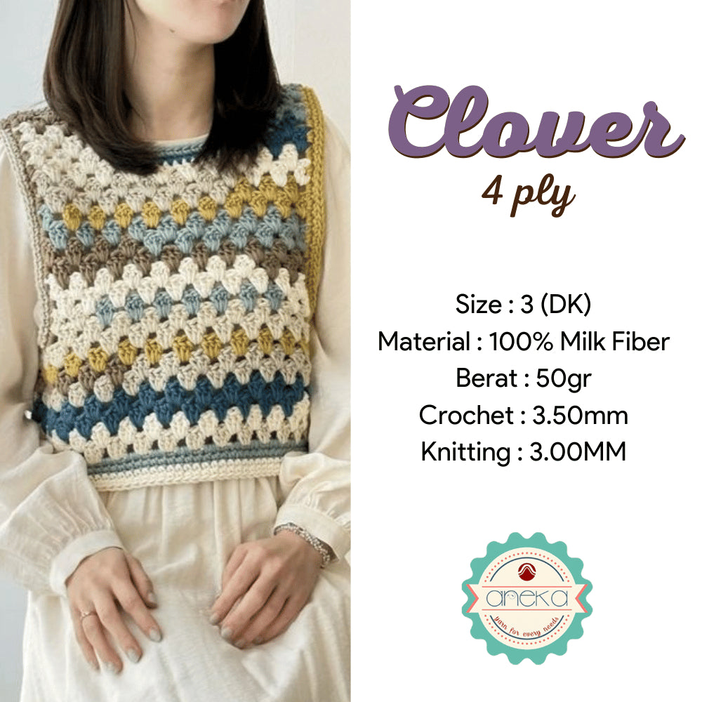 KATALOG - Benang Rajut Clover Katun Susu 4 PLY / 100% Milk Fiber Premium Crochet Knitting Yarn