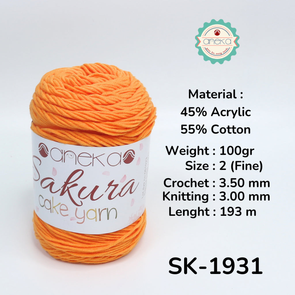 KATALOG - Benang Rajut Sakura Cake Polos Katun Akrilik / Crochet Knitting Cotton Acrylic Yarn