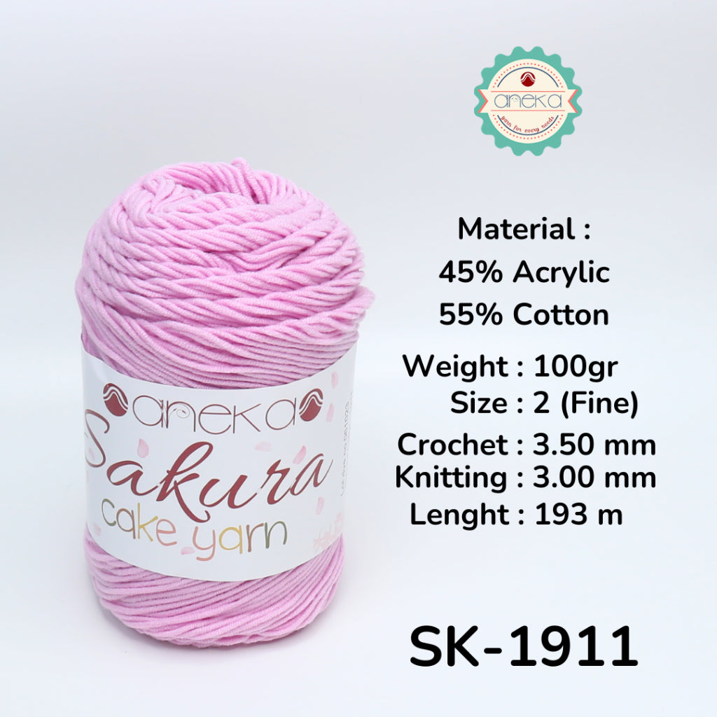 KATALOG - Benang Rajut Sakura Cake Polos Katun Akrilik / Crochet Knitting Cotton Acrylic Yarn