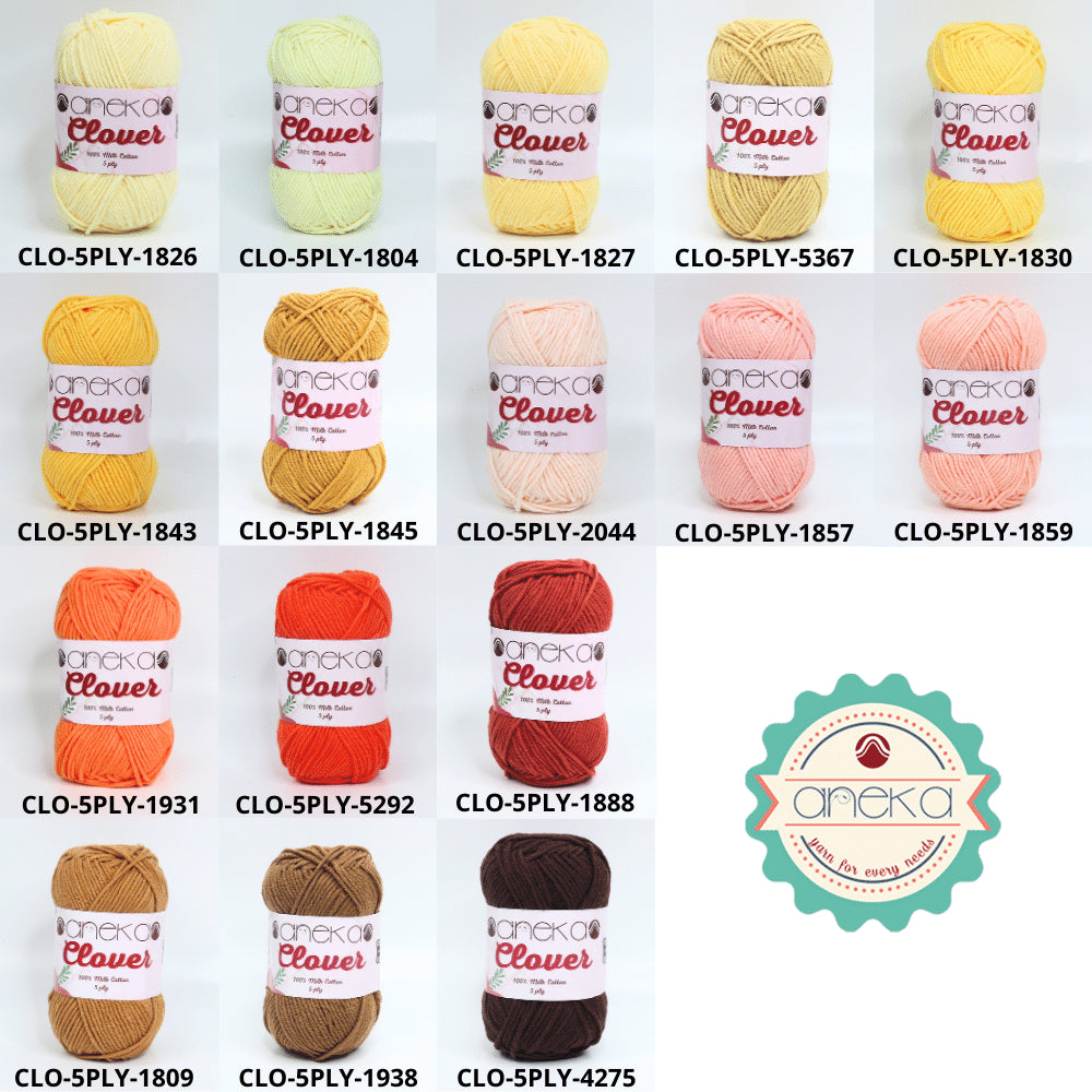 KATALOG - Benang Rajut Clover Katun Susu 5 PLY / 100% Milk Fiber Crochet Knitting Yarn Part 1