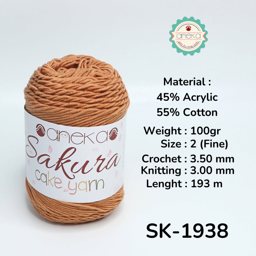 KATALOG - Benang Rajut Sakura Cake Polos Katun Akrilik / Crochet Knitting Cotton Acrylic Yarn