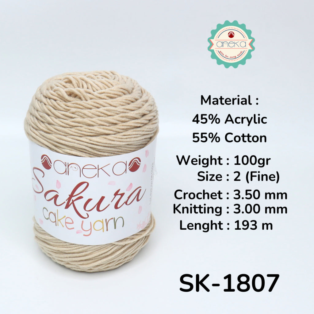 KATALOG - Benang Rajut Sakura Cake Polos Katun Akrilik / Crochet Knitting Cotton Acrylic Yarn