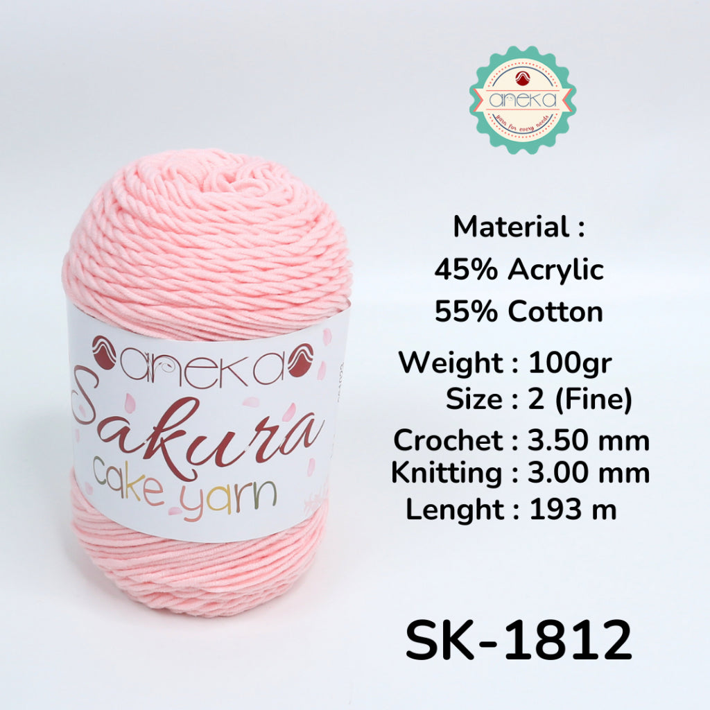 KATALOG - Benang Rajut Sakura Cake Polos Katun Akrilik / Crochet Knitting Cotton Acrylic Yarn