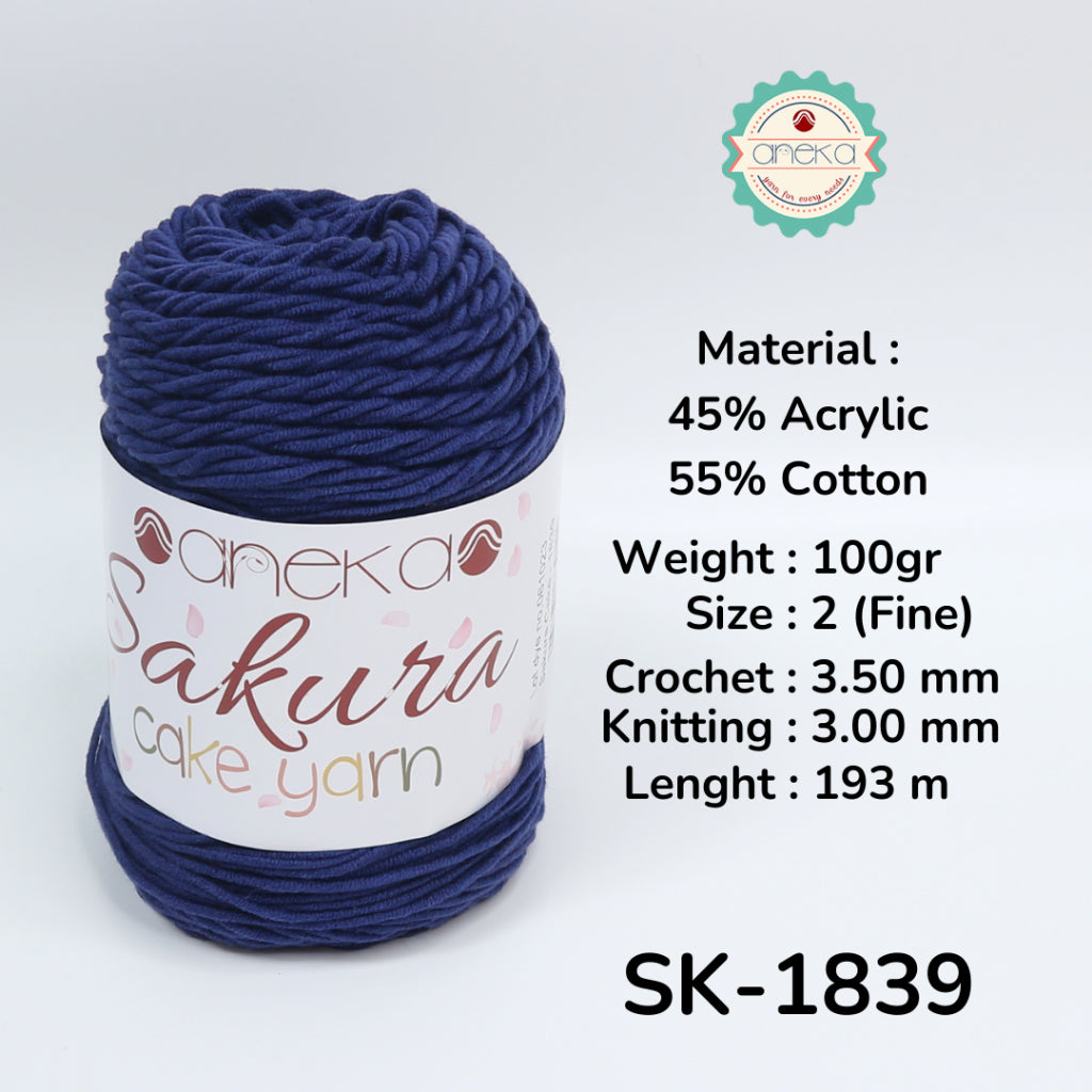 KATALOG - Benang Rajut Sakura Cake Polos Katun Akrilik / Crochet Knitting Cotton Acrylic Yarn