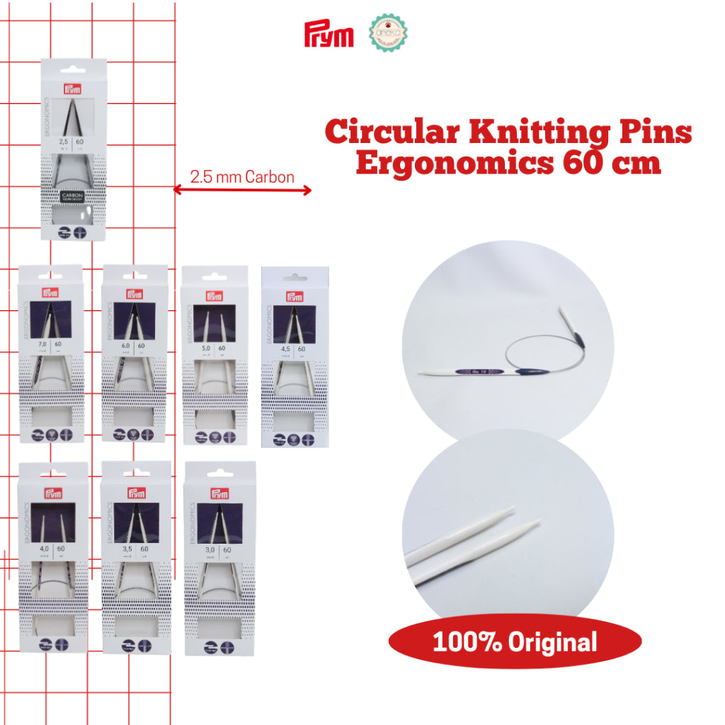 PRYM - Circular Knitting Needles Ergonomics 60cm / Jarum Rajut