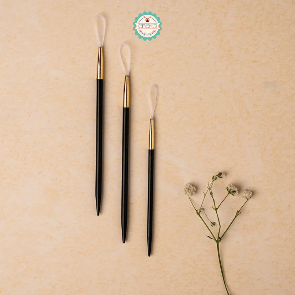 Lantern Moon - Ebony Wood Finishing Needles Set of 3 / Knitting Tools