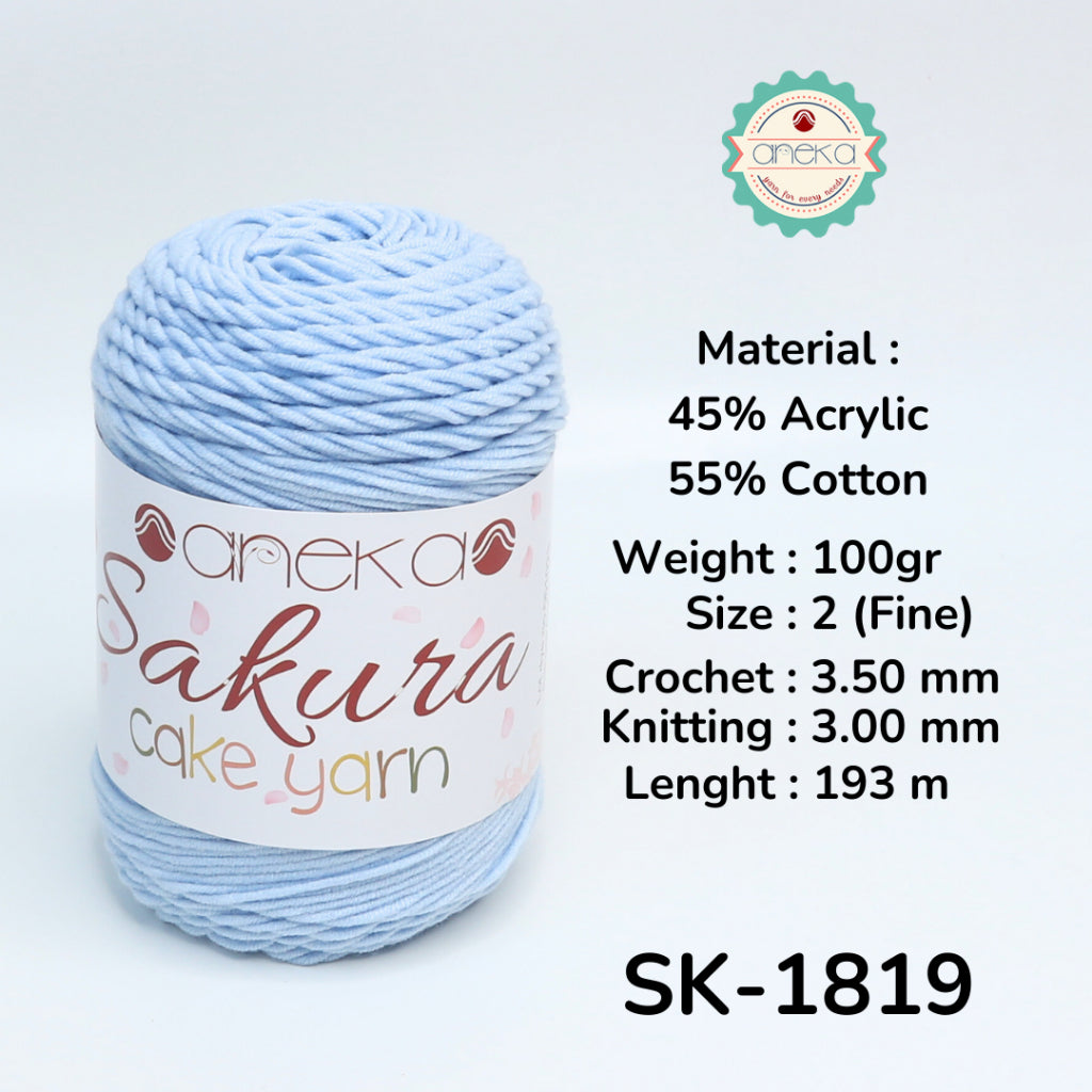 KATALOG - Benang Rajut Sakura Cake Polos Katun Akrilik / Crochet Knitting Cotton Acrylic Yarn