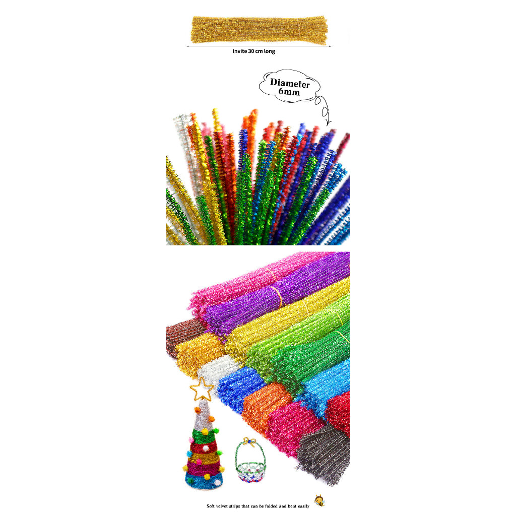 AnekaBenang - Merci Feather Wire / Metallic Glitter Chenille Stalk / Pipe Cleaner DIY Bouquet
