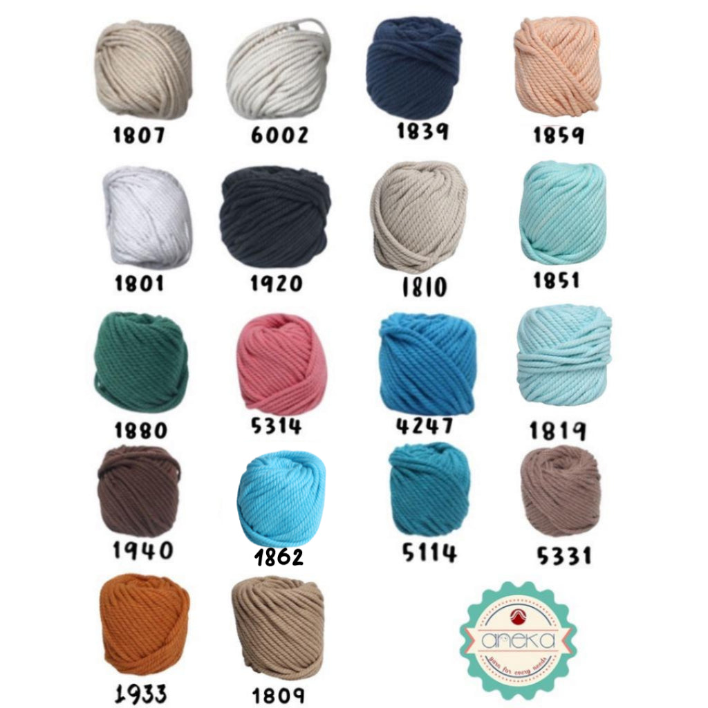 KATALOG - Benang Tali katun/tali macrame makrame warna 100 Gr - 4mm