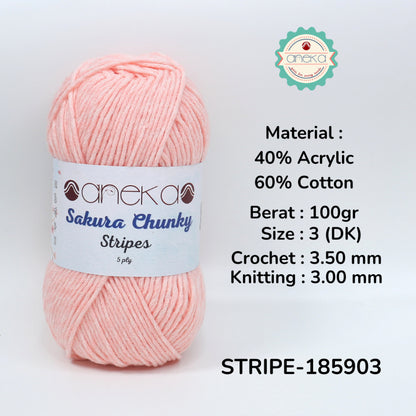 KATALOG - Benang Rajut Sakura Chunky Stripes / Acrylic Cotton Crochet Knitting Yarn / Katun Akrilik