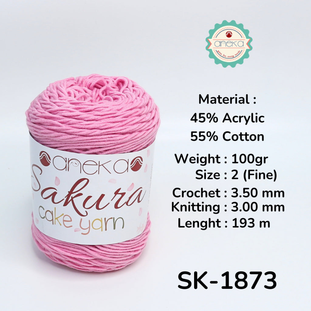 KATALOG - Benang Rajut Sakura Cake Polos Katun Akrilik / Crochet Knitting Cotton Acrylic Yarn