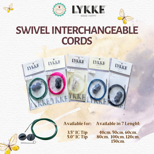 Lykke - Swivel Interchangeable Cords / Alat Rajut Jarum Kabel Knitting