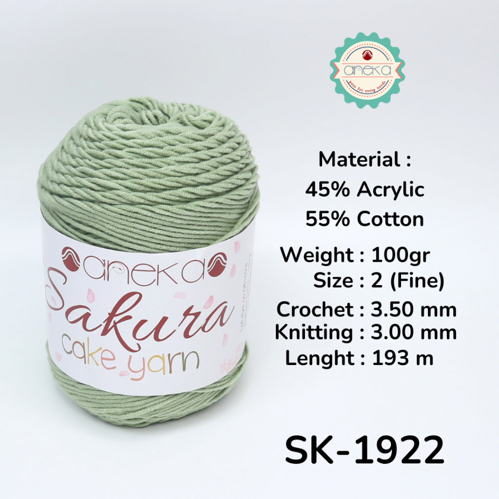 KATALOG - Benang Rajut Sakura Cake Polos Katun Akrilik / Crochet Knitting Cotton Acrylic Yarn