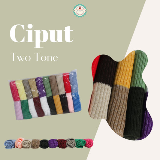 KATALOG - Ciput Rajut Polos Dua Warna / Bandana Rajut Mix Color / Inner Kerudung Premium Knit Two Tone ALISA - 2