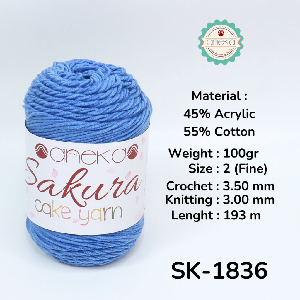 KATALOG - Benang Rajut Sakura Cake Polos Katun Akrilik / Crochet Knitting Cotton Acrylic Yarn