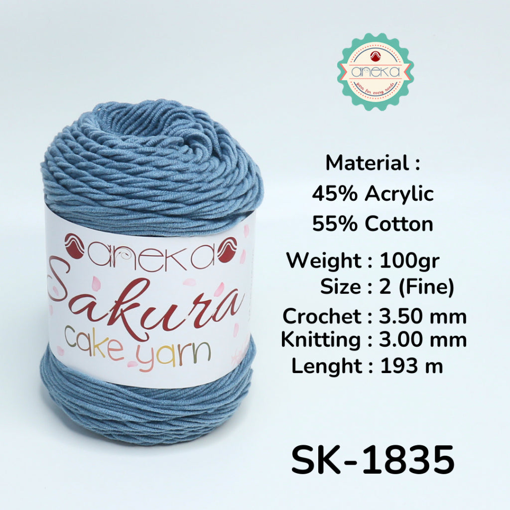 KATALOG - Benang Rajut Sakura Cake Polos Katun Akrilik / Crochet Knitting Cotton Acrylic Yarn