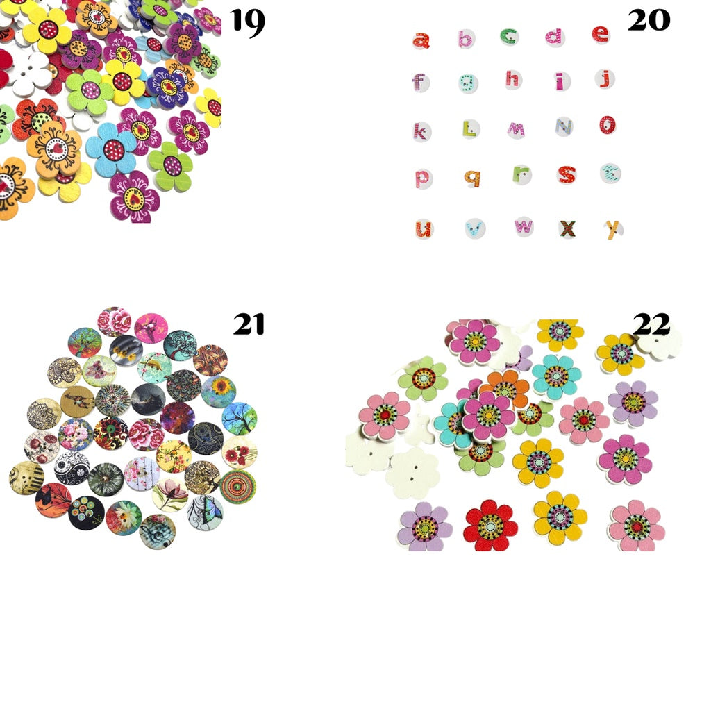 Colorful Series Wooden Buttons - PCS