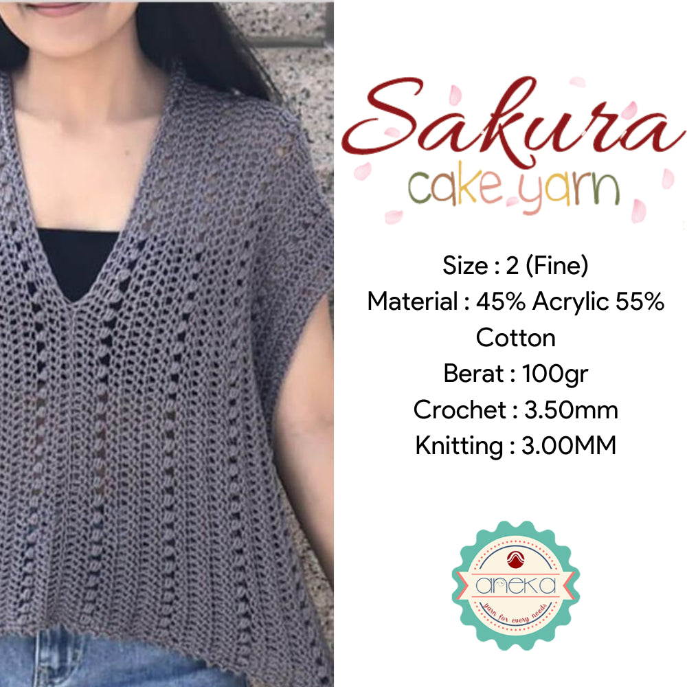 KATALOG - Benang Rajut Sakura Cake Polos Katun Akrilik / Crochet Knitting Cotton Acrylic Yarn