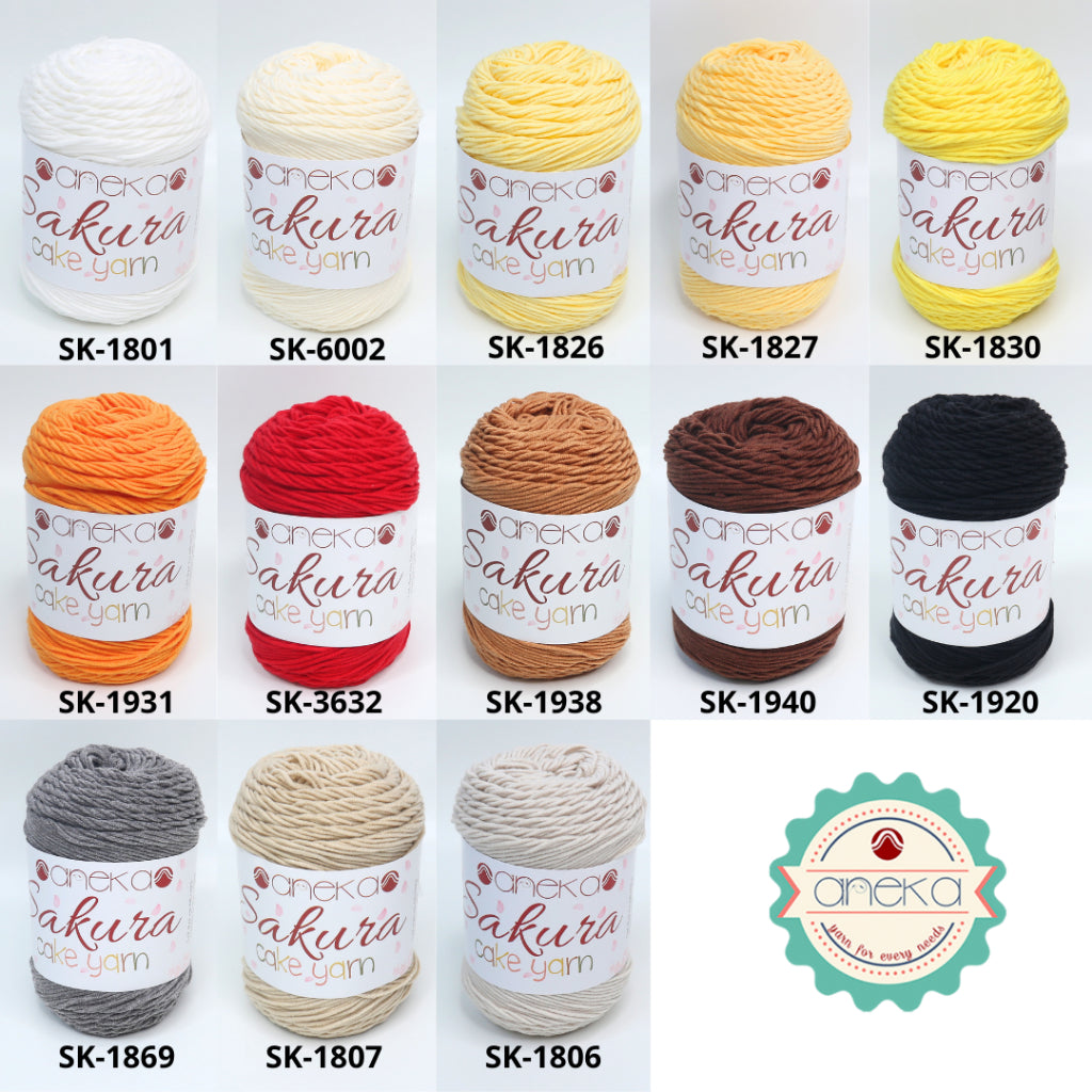 KATALOG - Benang Rajut Sakura Cake Polos Katun Akrilik / Crochet Knitting Cotton Acrylic Yarn