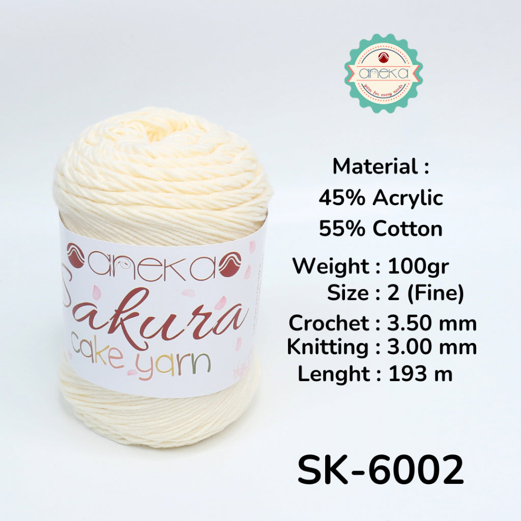 KATALOG - Benang Rajut Sakura Cake Polos Katun Akrilik / Crochet Knitting Cotton Acrylic Yarn