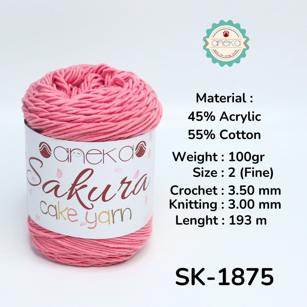 KATALOG - Benang Rajut Sakura Cake Polos Katun Akrilik / Crochet Knitting Cotton Acrylic Yarn