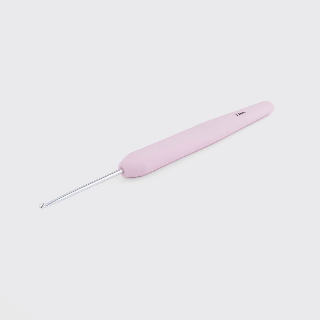 KnitPro - Hakpen (Alat / Jarum Rajut) Alumunium Crochet Silver Hooks Waves With Colorful Soft Feel Handle - Single Ended