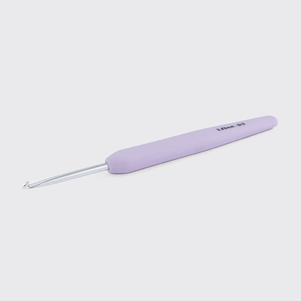 KnitPro - Hakpen (Alat / Jarum Rajut) Alumunium Crochet Silver Hooks Waves With Colorful Soft Feel Handle - Single Ended