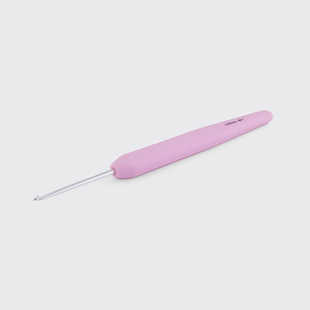 KnitPro - Hakpen (Alat / Jarum Rajut) Alumunium Crochet Silver Hooks Waves With Colorful Soft Feel Handle - Single Ended